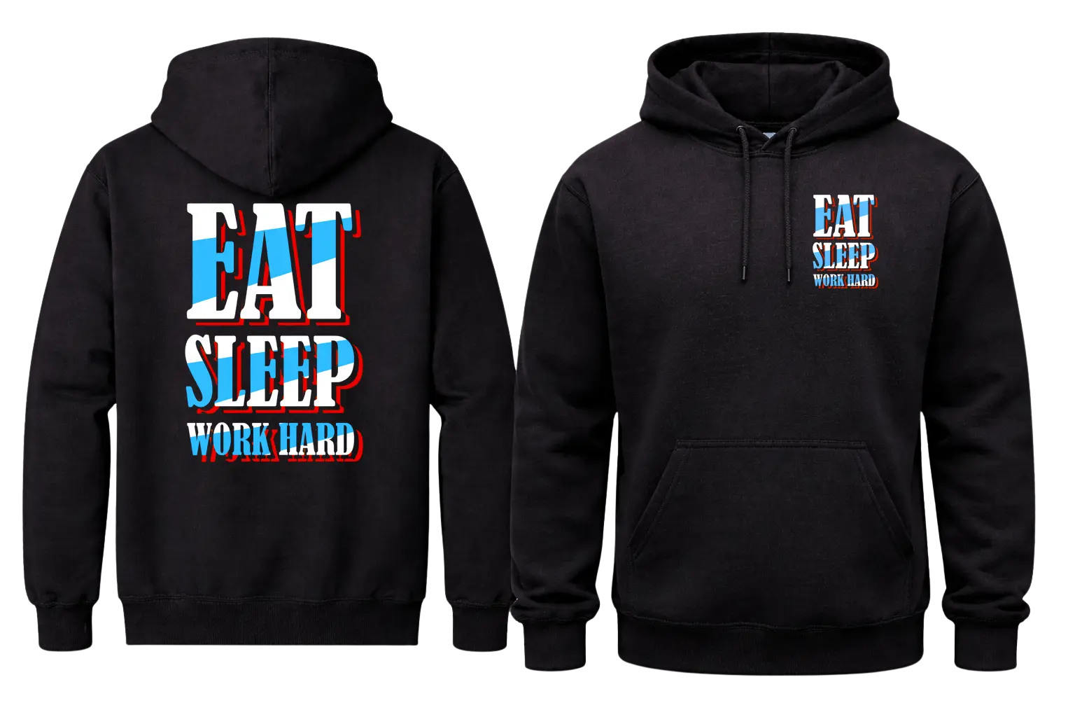 Eat Sleep Work Hard Black Hoodie